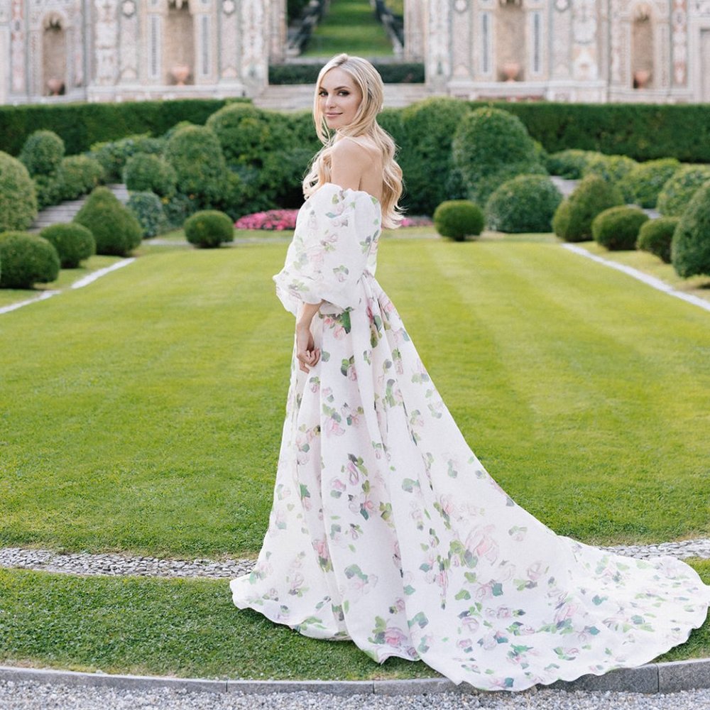 MILLA, Floral Puff Sleeve Maxi Gown, Size 2 (XS)